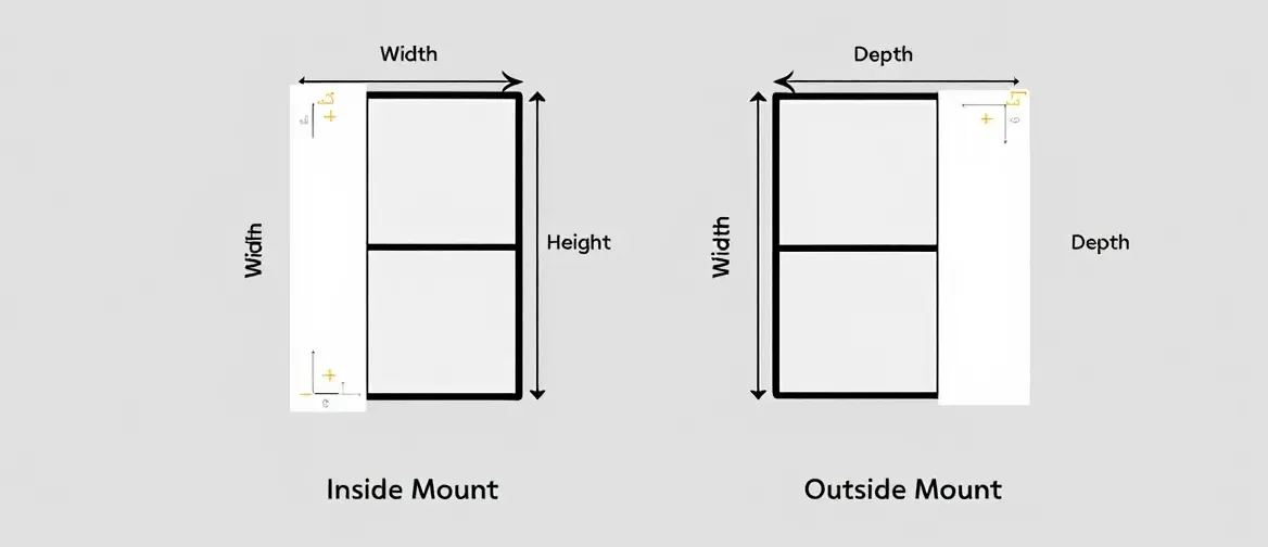 Diagram showing inside and outside mount measurement techniques